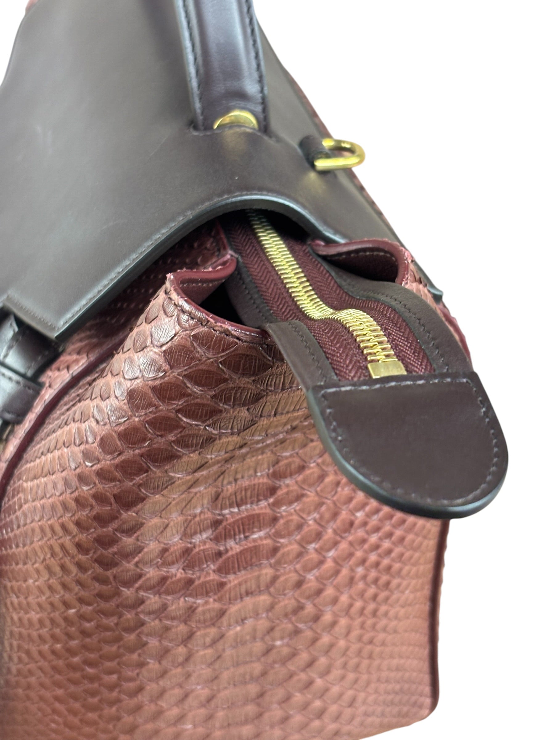 Celine Maroon Python Embossed Trapeze Bag