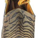 Fendi Vintage Brown Tiger Print Canvas Tote Bag