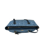 Coach Blue Leather Trim/Denim Signature Station Shoulder Bag