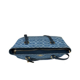 Coach Blue Leather Trim/Denim Signature Station Shoulder Bag