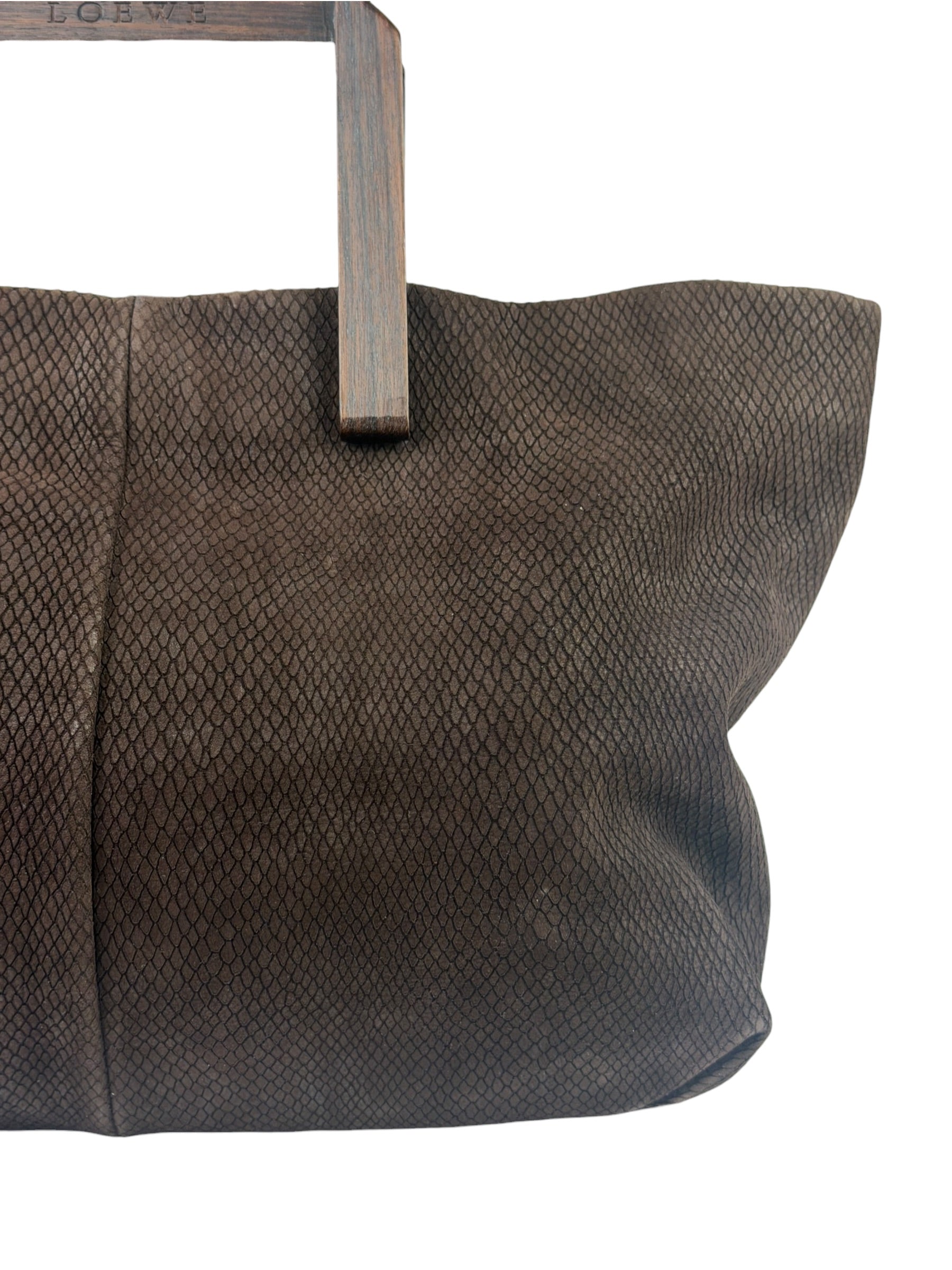 Loewe Vintage Brown Python Embossed Tote