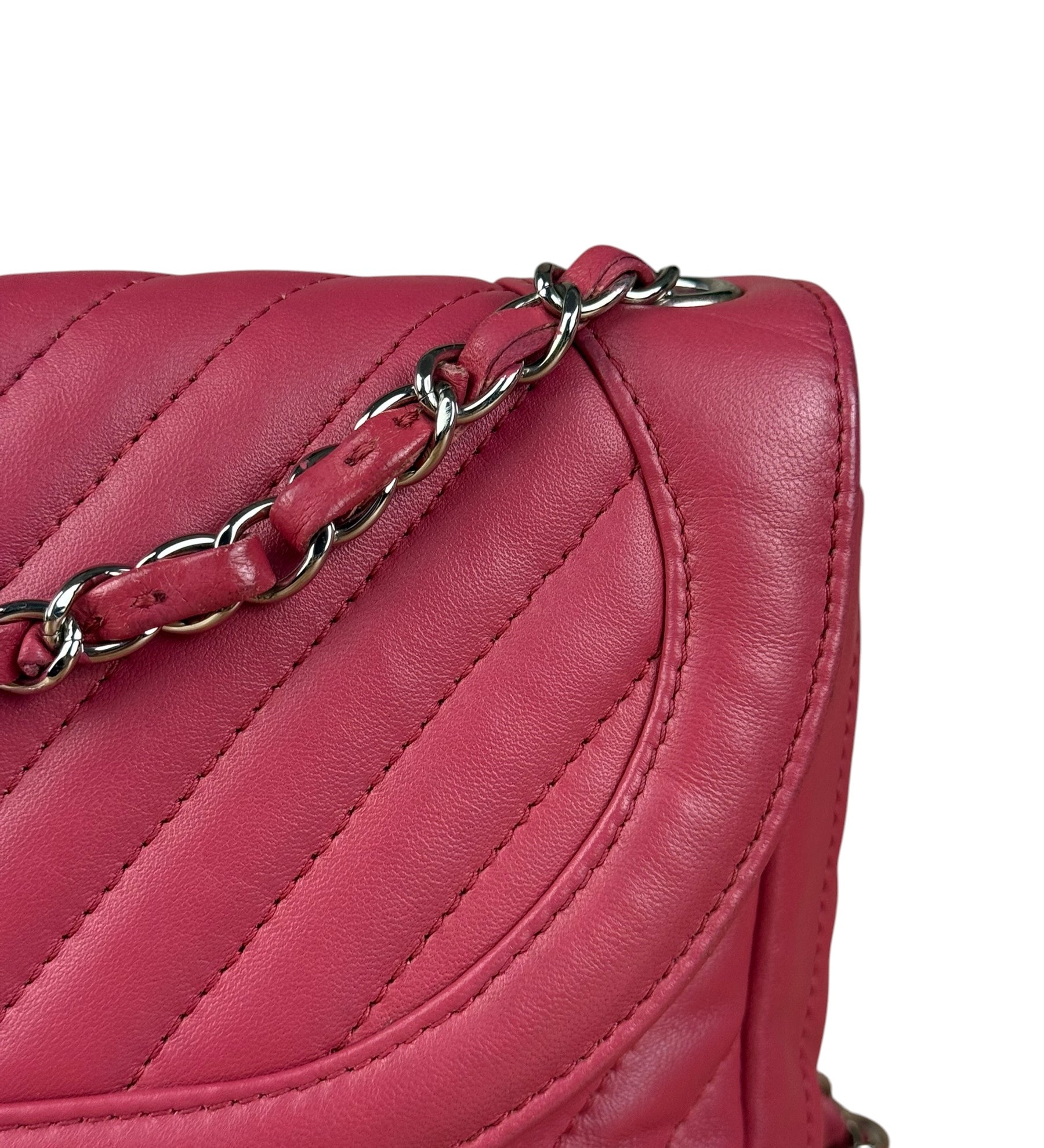 Chanel Pink Chevron Quilted Leather Medium Flap Bag 2018
