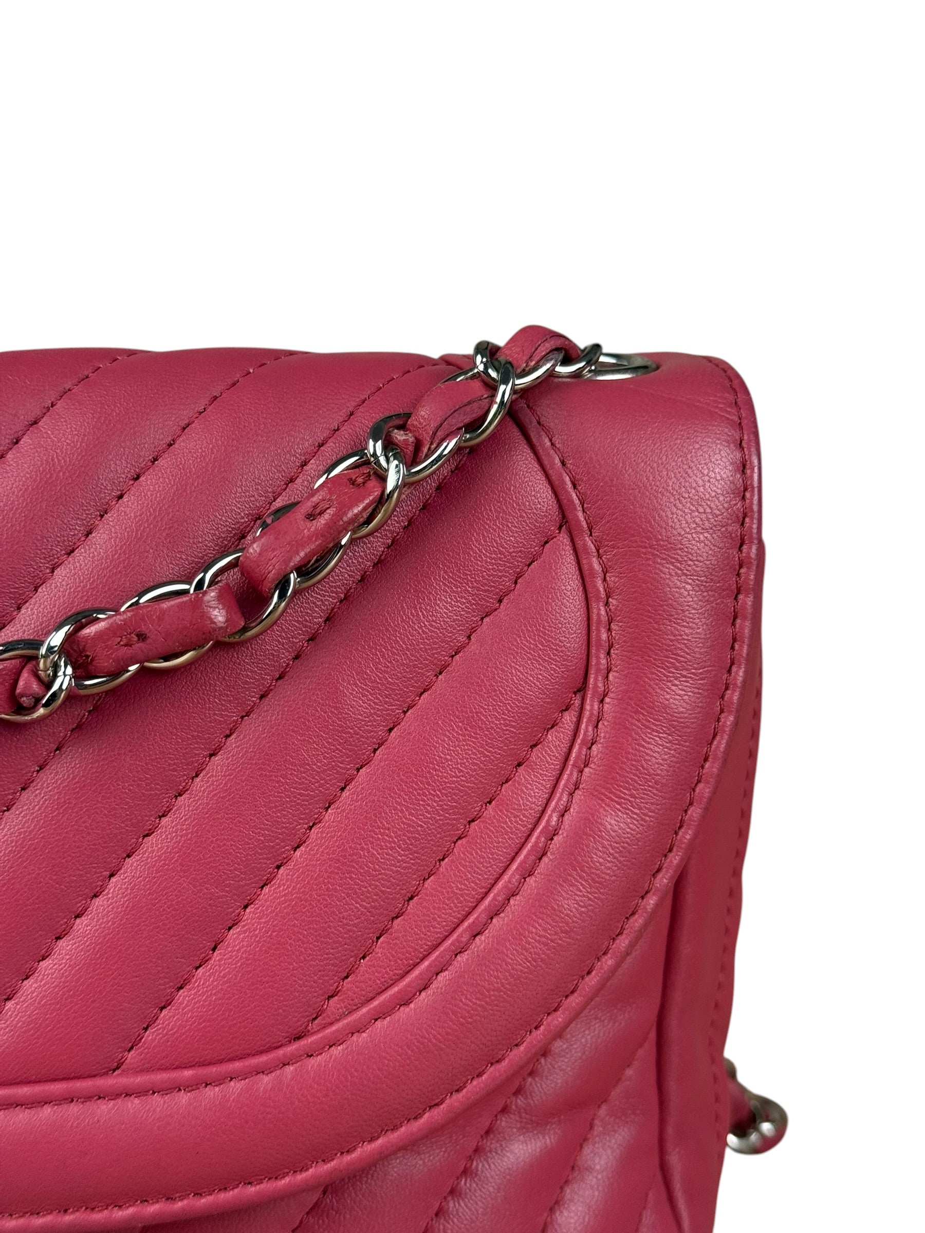 Chanel Pink Chevron Quilted Leather Medium Flap Bag 2018