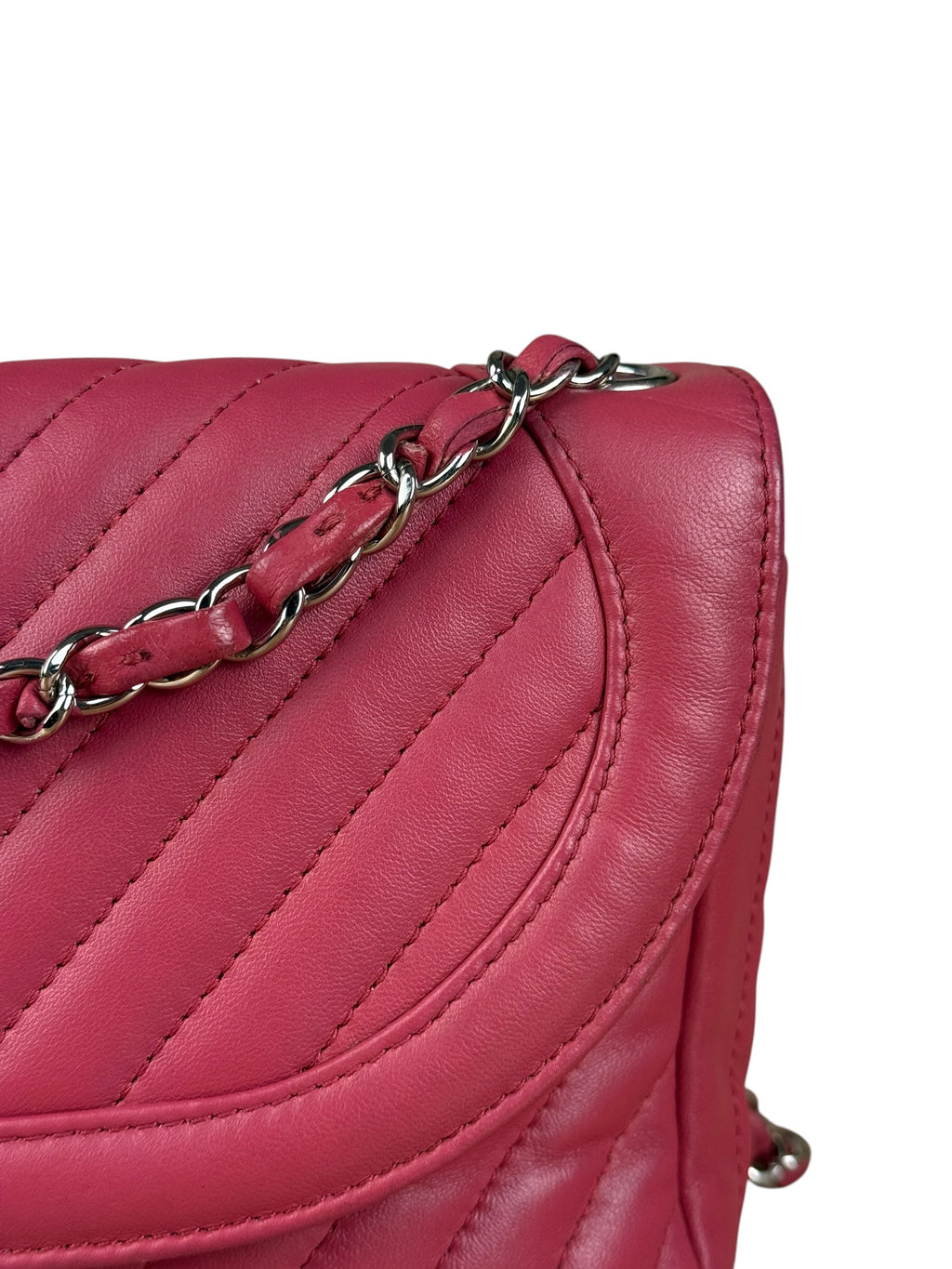 Chanel Pink Chevron Quilted Leather Medium Flap Bag 2018