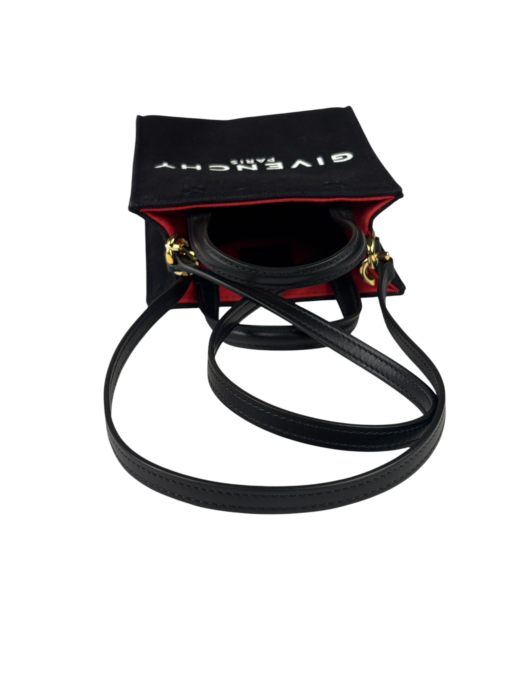 Givenchy Black Leather Trim Mini Logo Printed Tote