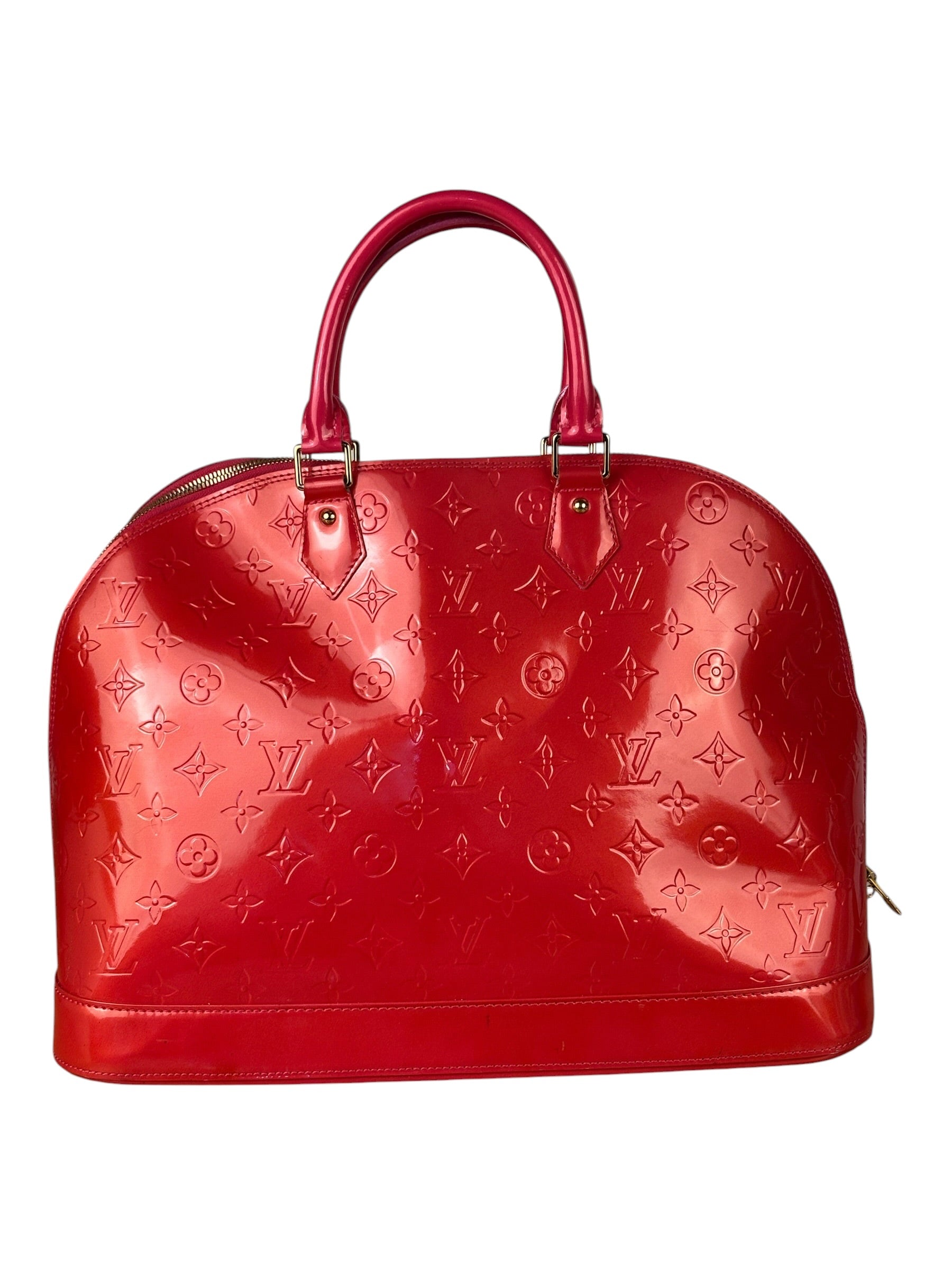 Louis Vuitton Apple Red Vernis Alma Handbag GM