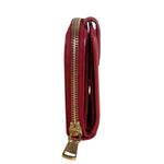 Yves Saint Laurent Red Leather Bifold Zip Mini Wallet