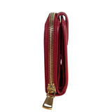 Yves Saint Laurent Red Leather Bifold Zip Mini Wallet