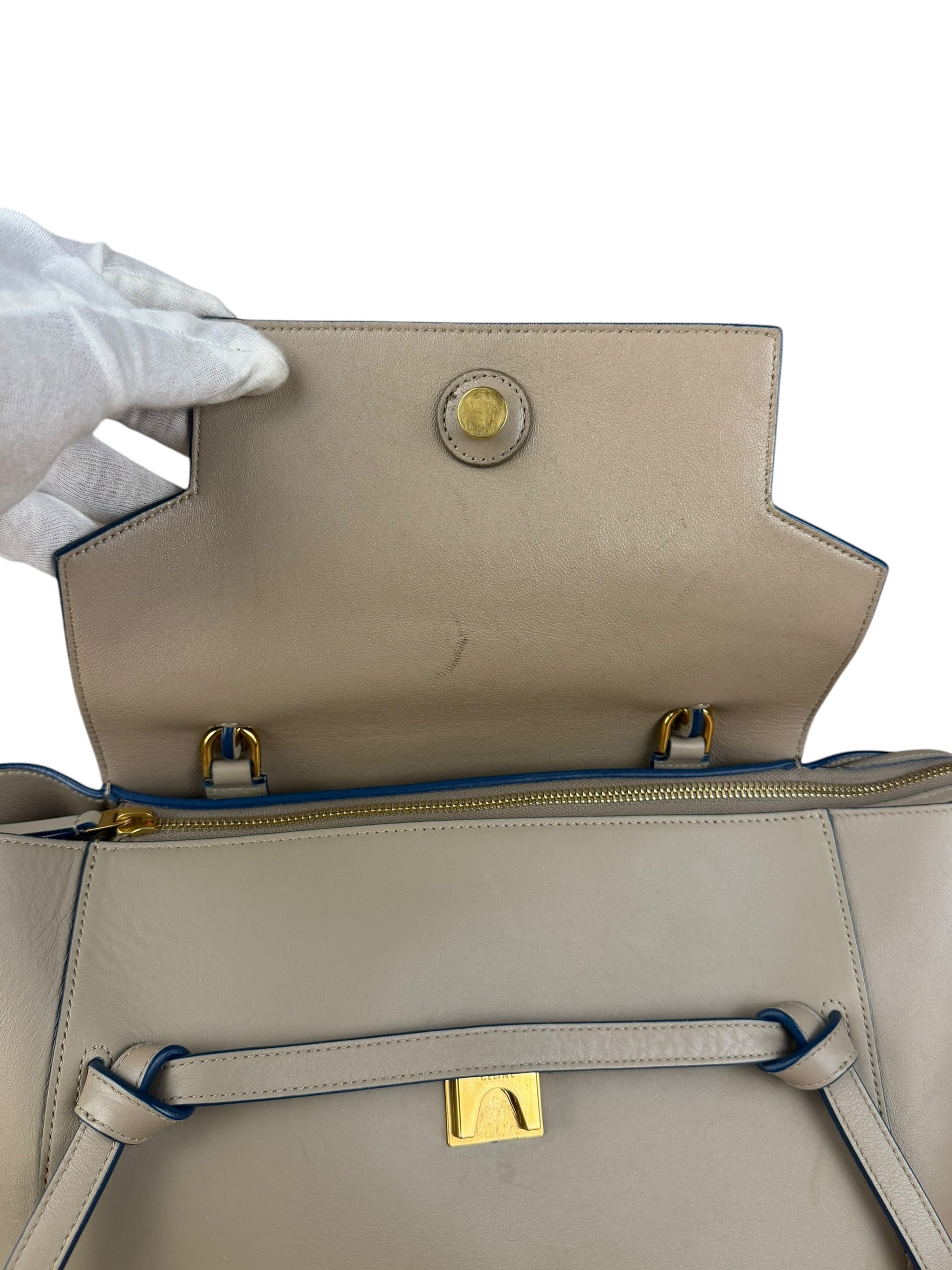 Celine Beige Leather Belt Two Way Bag