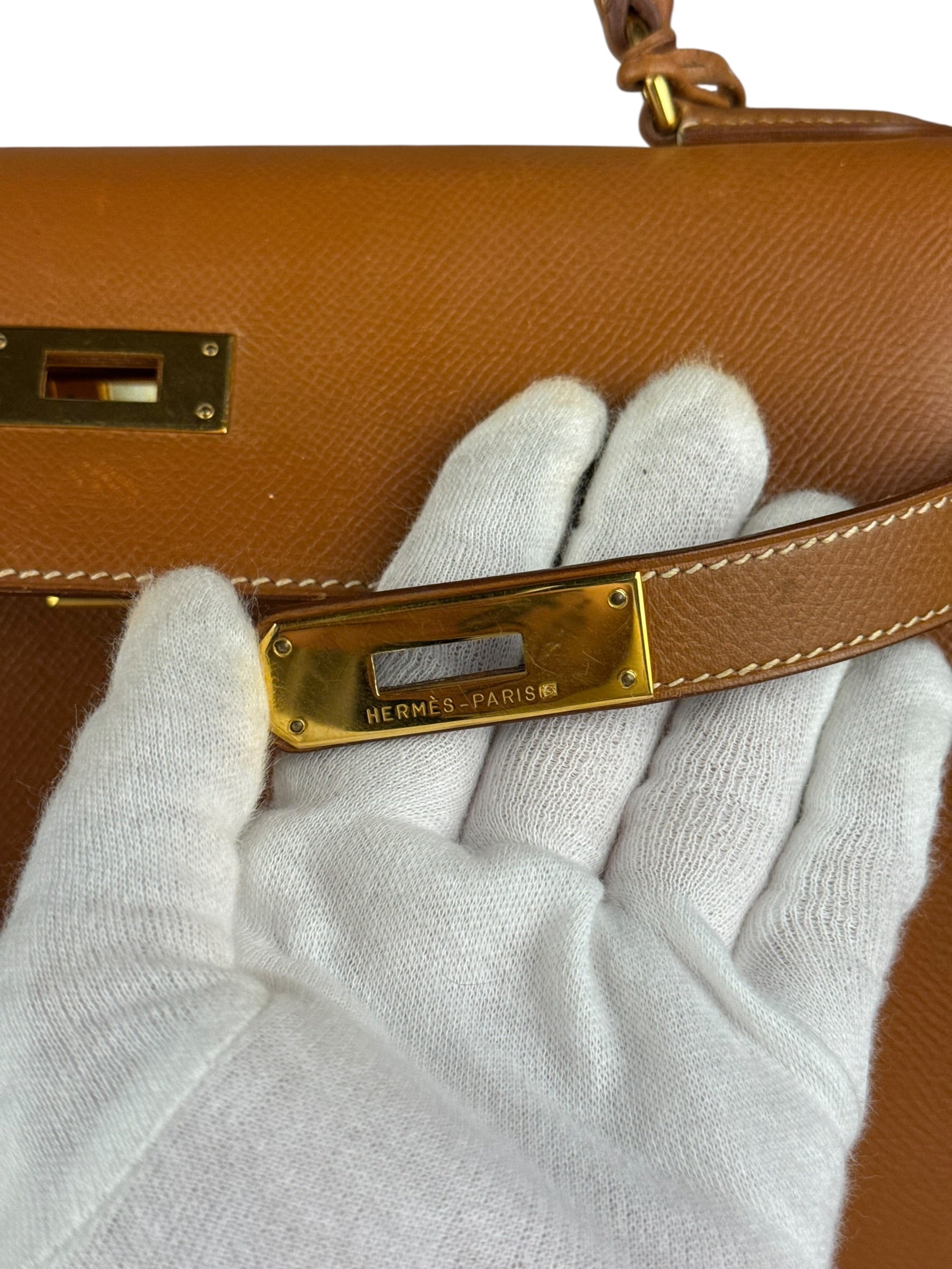 Hermes Kelly 32 Sellier Epsom Gold Handbag 1995