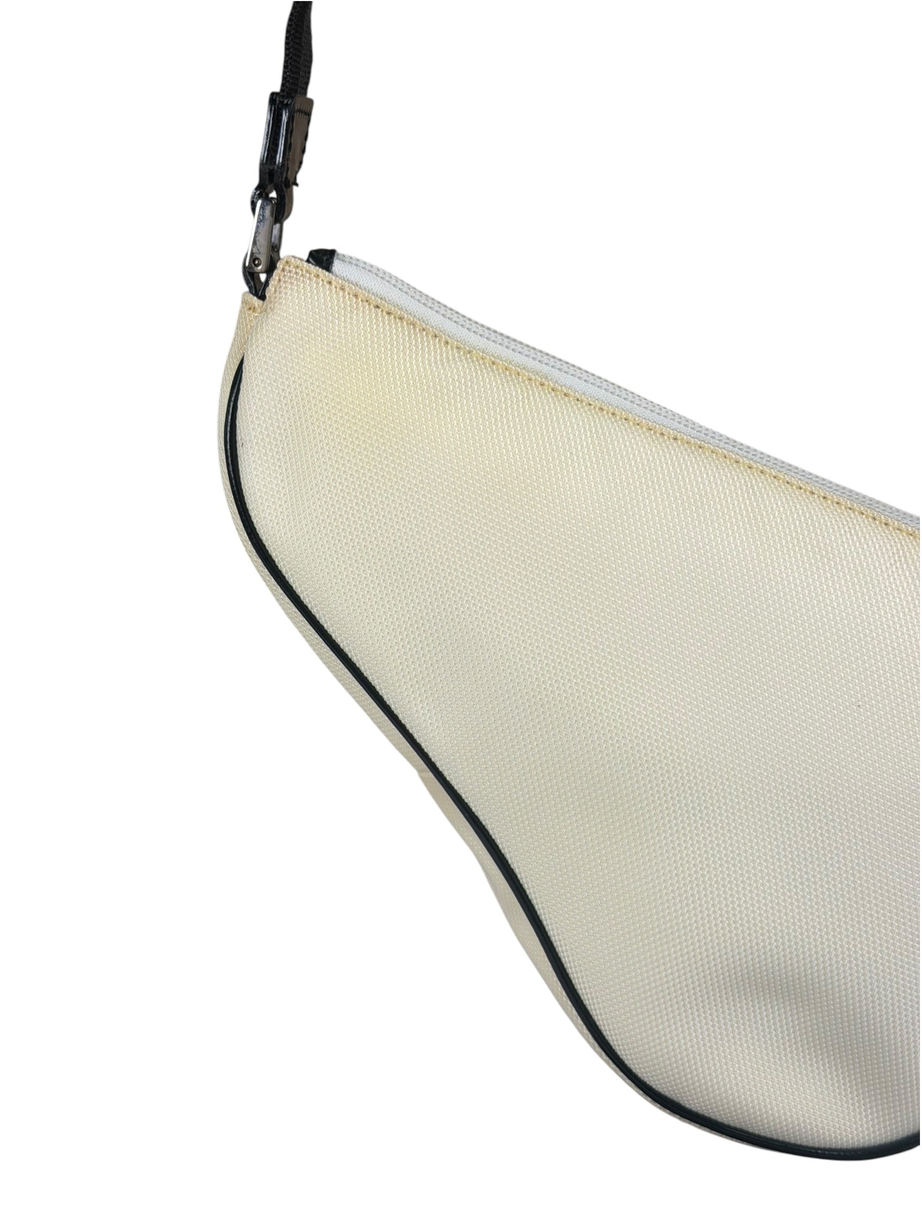 Christian Dior Cream Nylon Saddle Bag