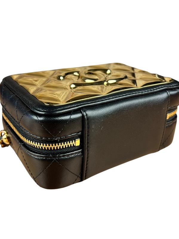 Chanel Mini Golden Plate Quilted Vanity Bag