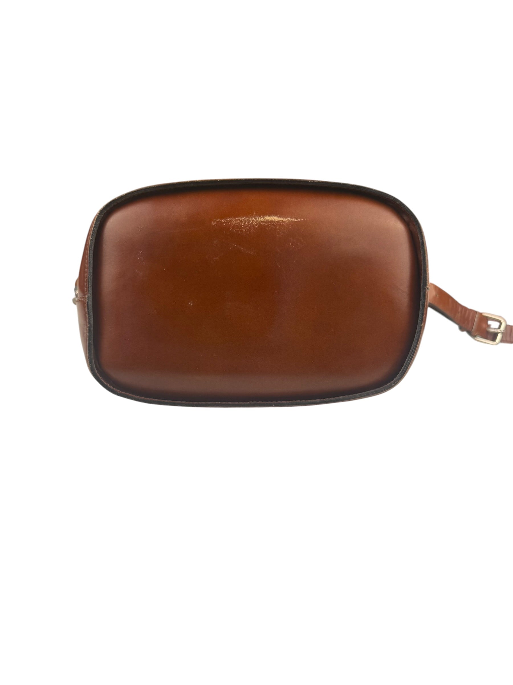 Celine Vintage Brown Leather Cinch Bucket Crossbody Bag