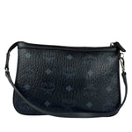 MCM Black Leather Visetos Monogram Pochette