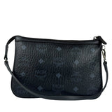 MCM Black Leather Visetos Monogram Pochette
