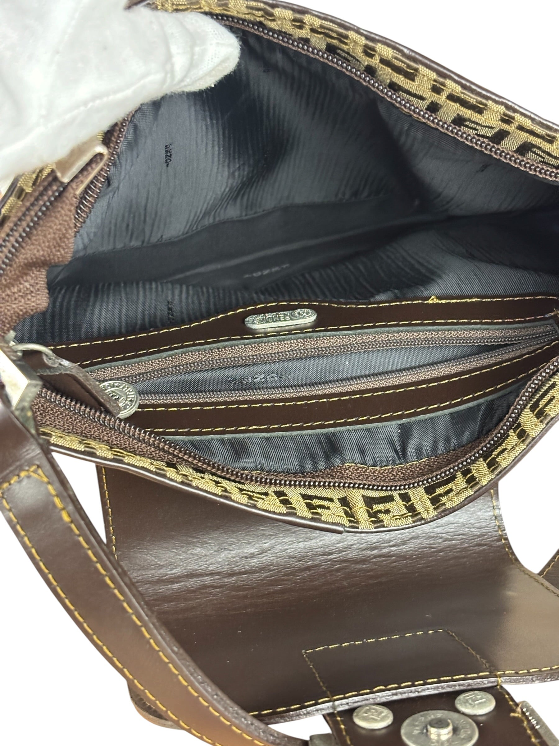 Fendi Zucchino Drawstring Flap Shoulder Bag