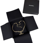 Chanel 22S Gold Metal/Black Leather Pendant Necklace