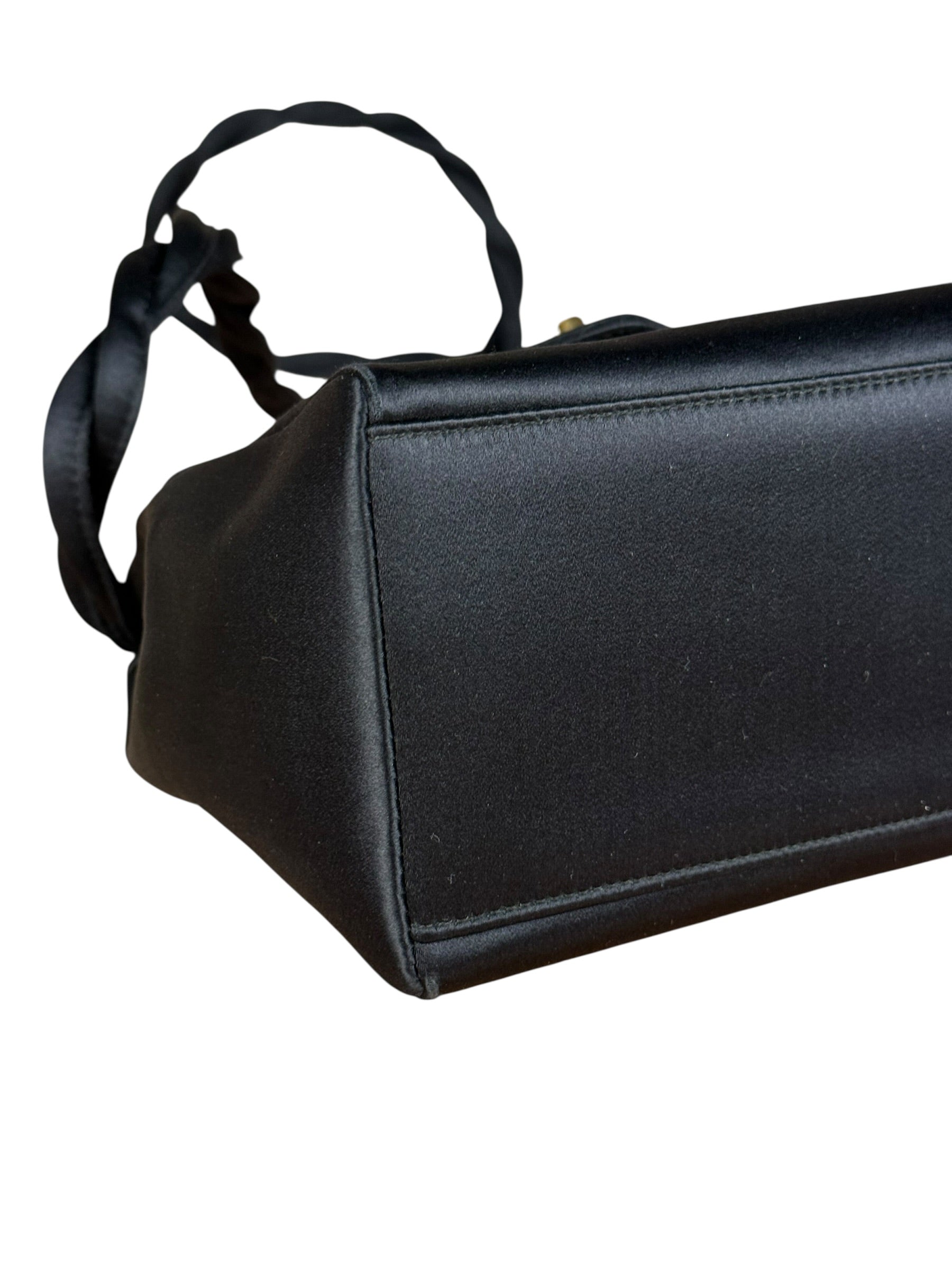 Chanel Vintage Black Mini Satin Flap Braided Shoulder Bag