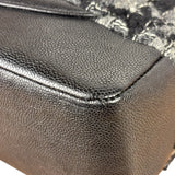 Chanel Black Tweed/Caviar Leather Houndstooth Double Flap Bag 2017