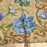 Christian Dior Beige/Blue Floral Silk Scarf