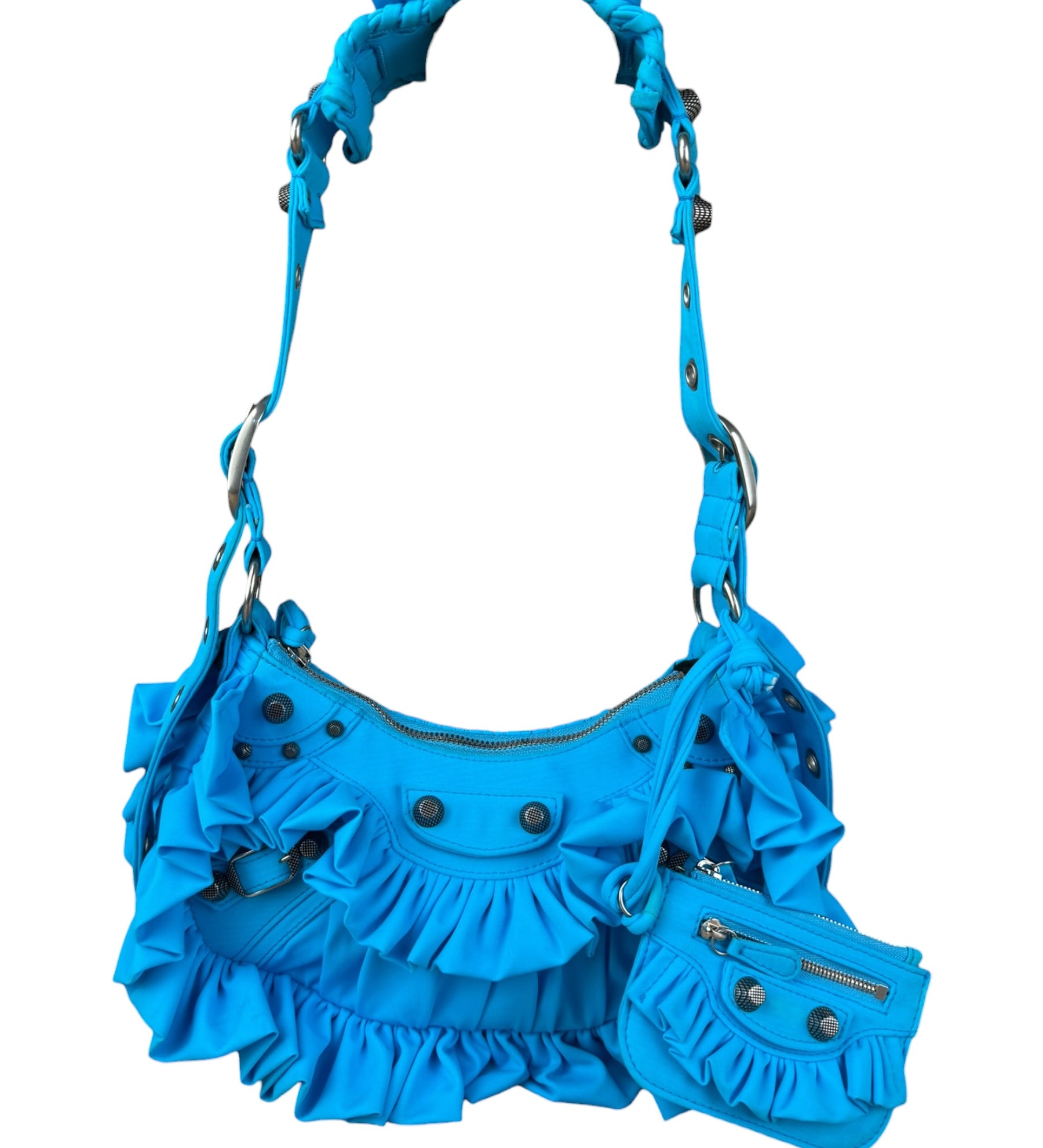 Balenciaga Blue Neoprene Ruffled Le Cagole