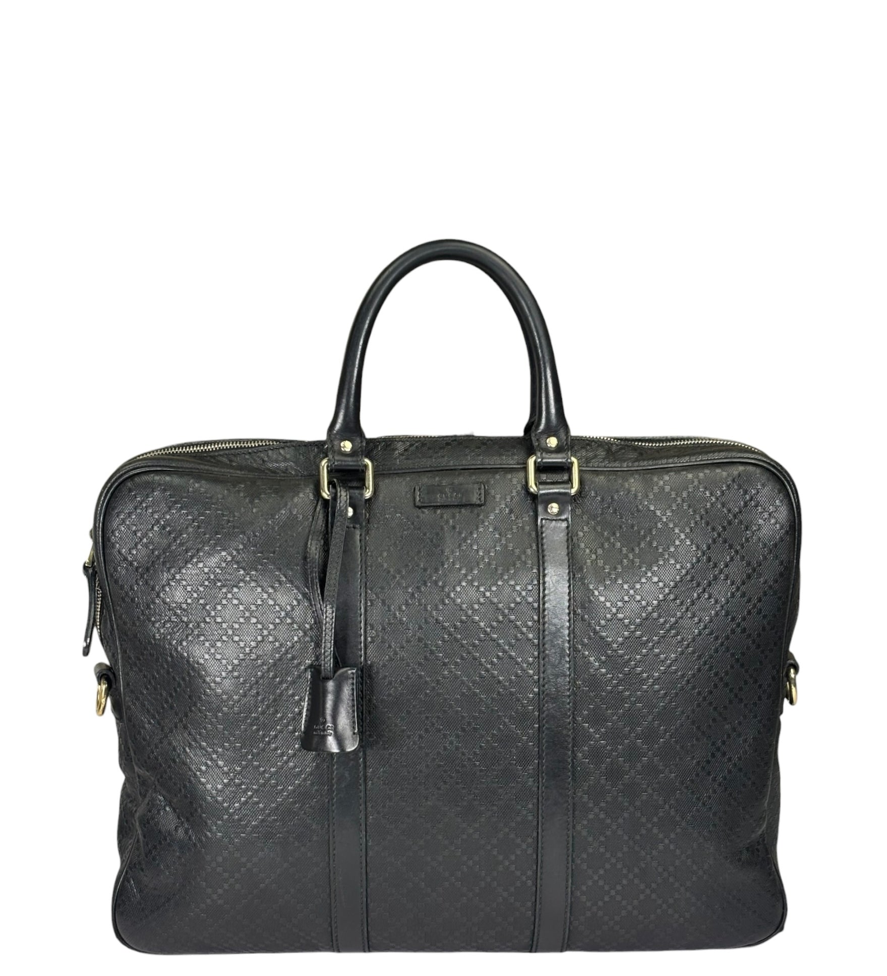 Gucci Black Leather Diamante Briefcase