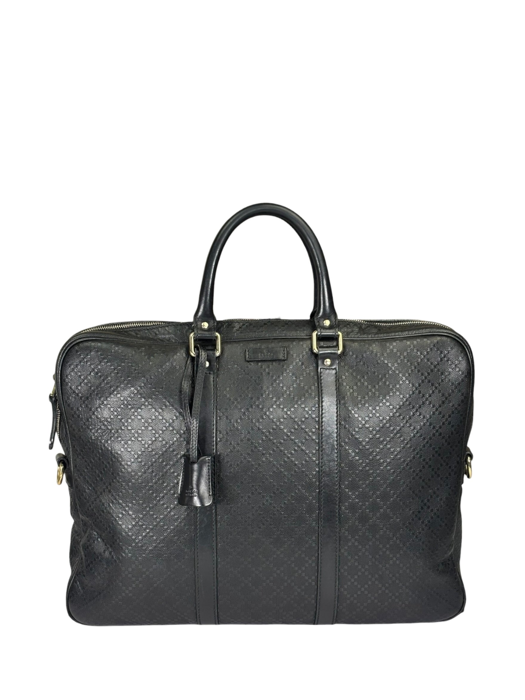 Gucci Black Leather Diamante Briefcase