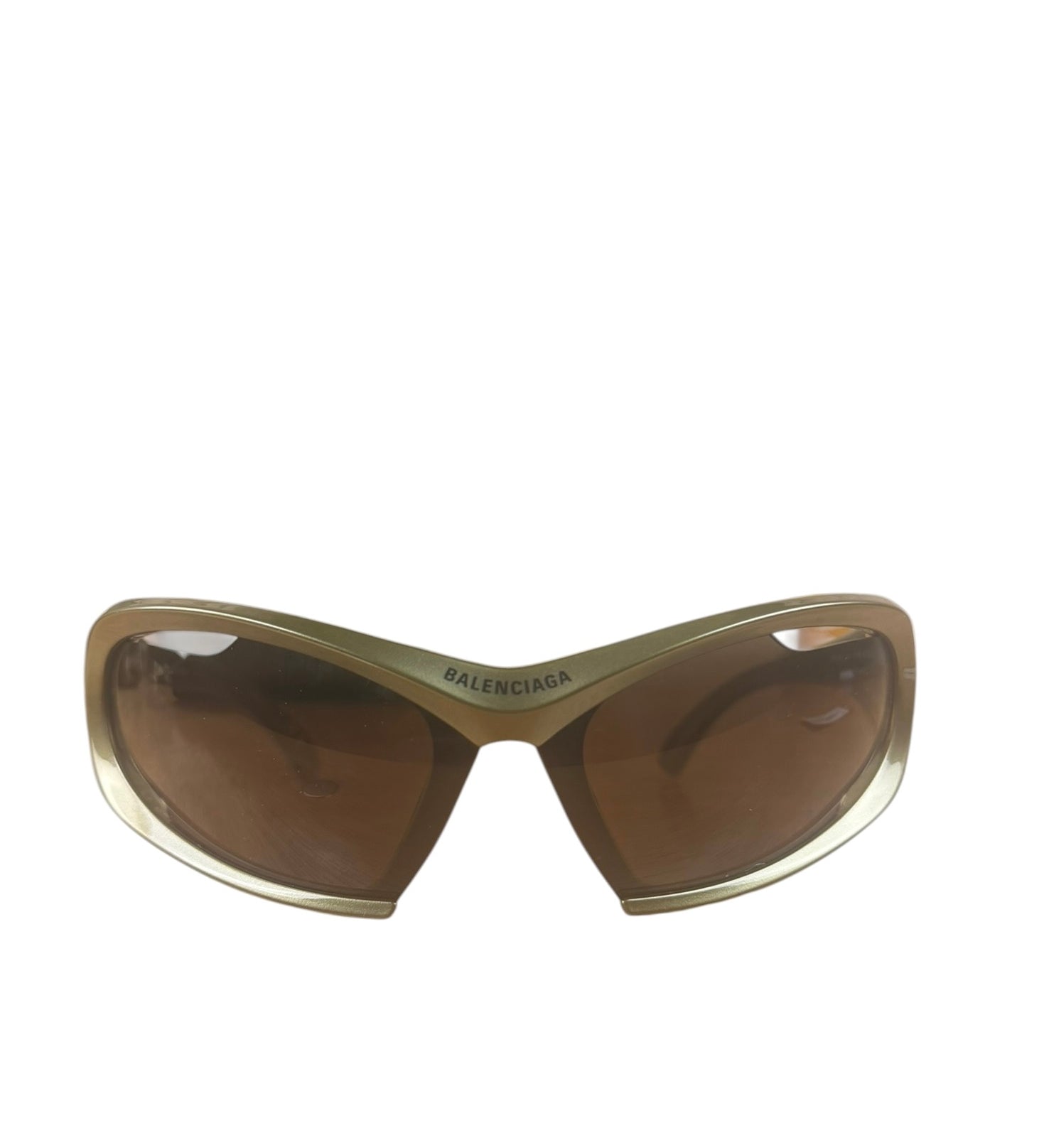 Balenciaga Gold Brown Dynamo BB0318S Demna Mask Wrap Sunglasses