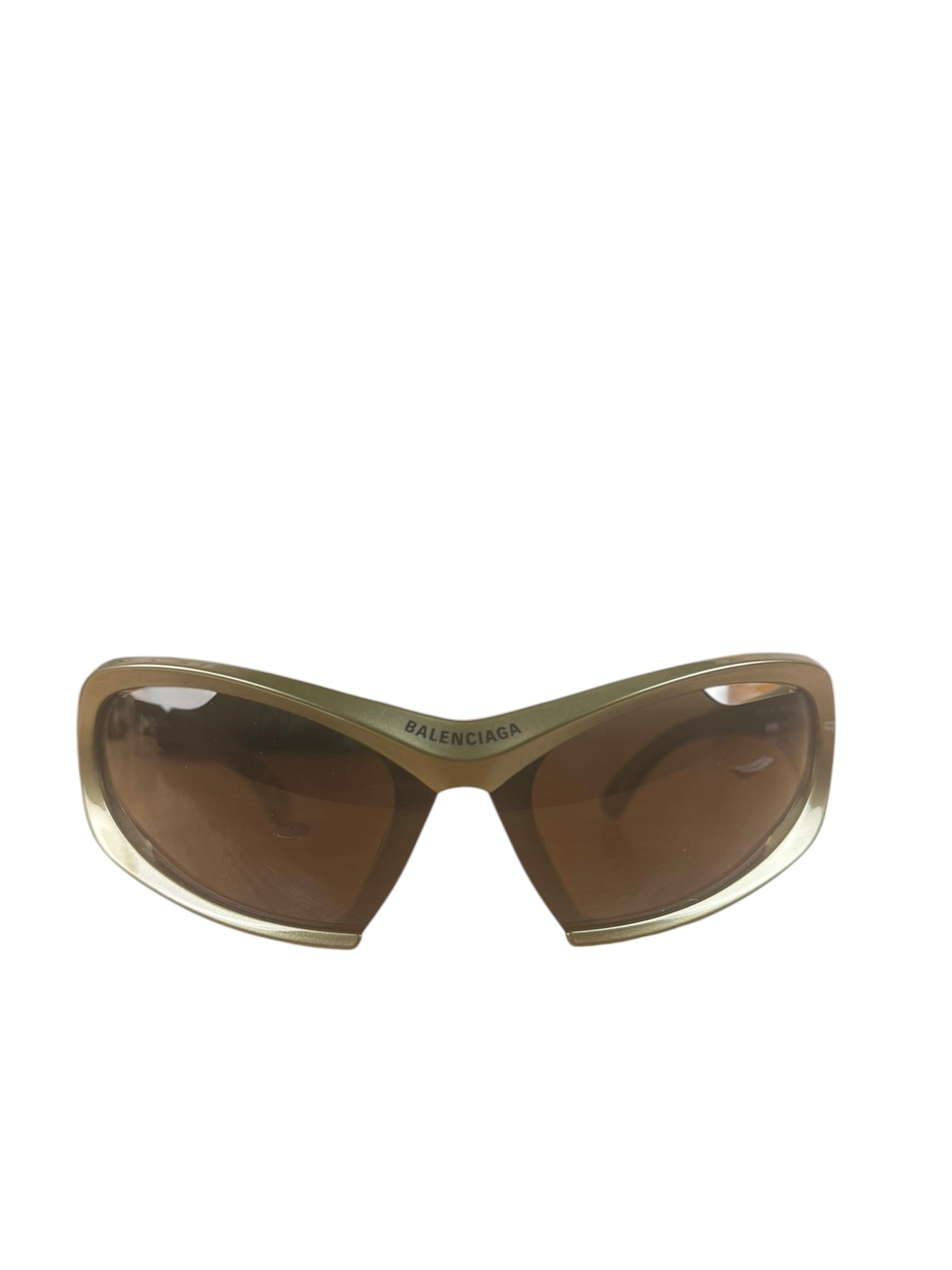 Balenciaga Gold Brown Dynamo BB0318S Demna Mask Wrap Sunglasses