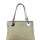 Gucci Vintage GG Canvas Pink Trim Shoulder Bag