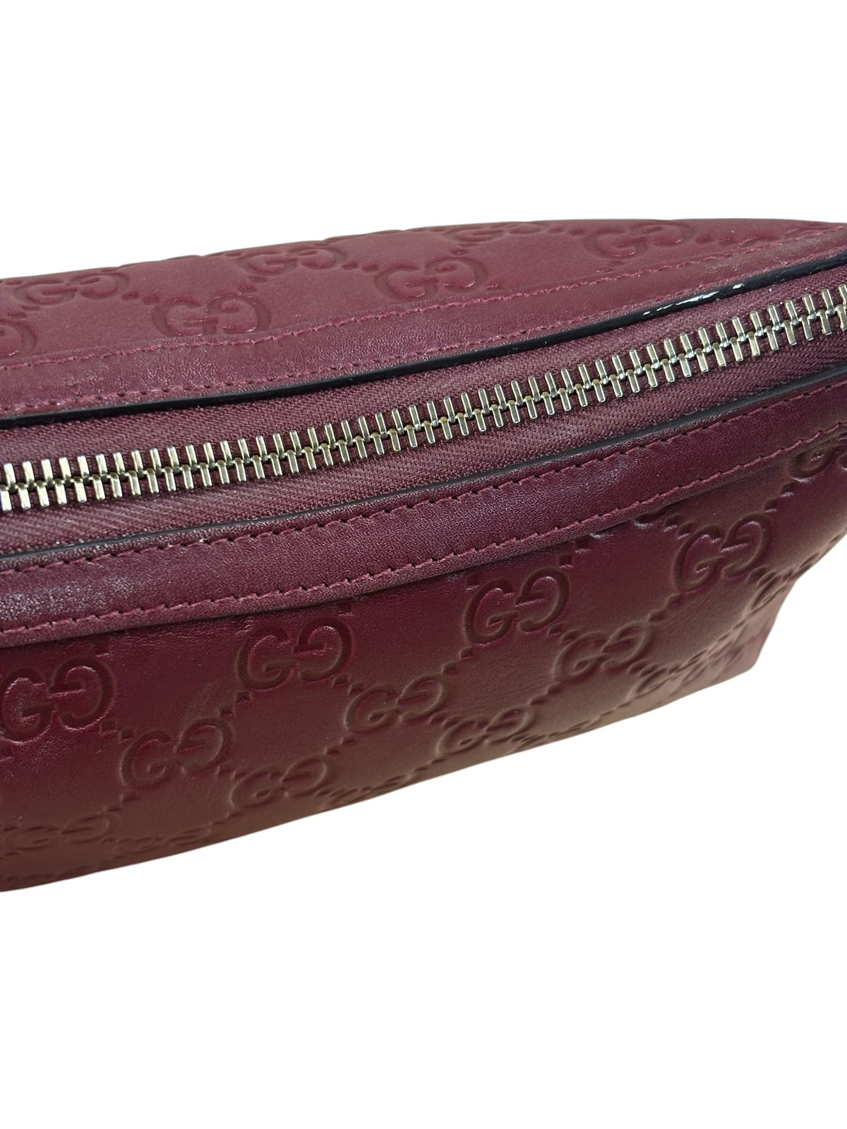 Gucci GG Emblem Red Leather Shoulder Bag