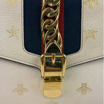 Gucci Textured Calfskin Bee Star Sylvie Shoulder Bag White