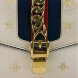 Gucci Textured Calfskin Bee Star Sylvie Shoulder Bag White