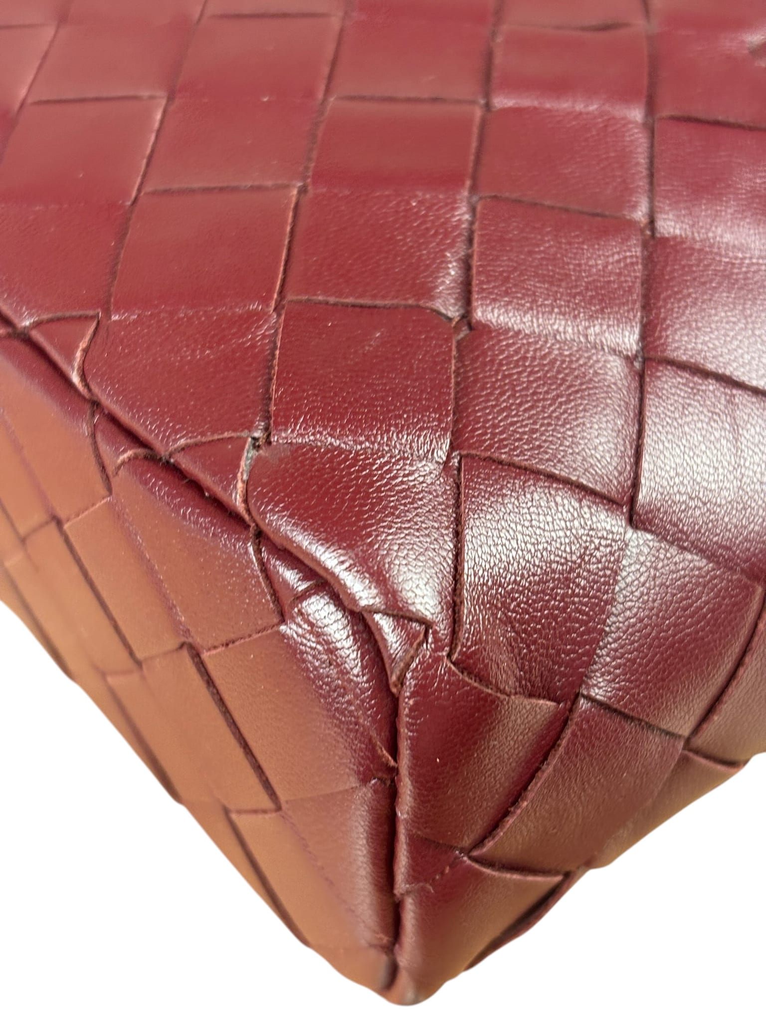 Bottega Veneta Burgundy Leather Intrecciato Bang Bang Vanity Two-Way Bag