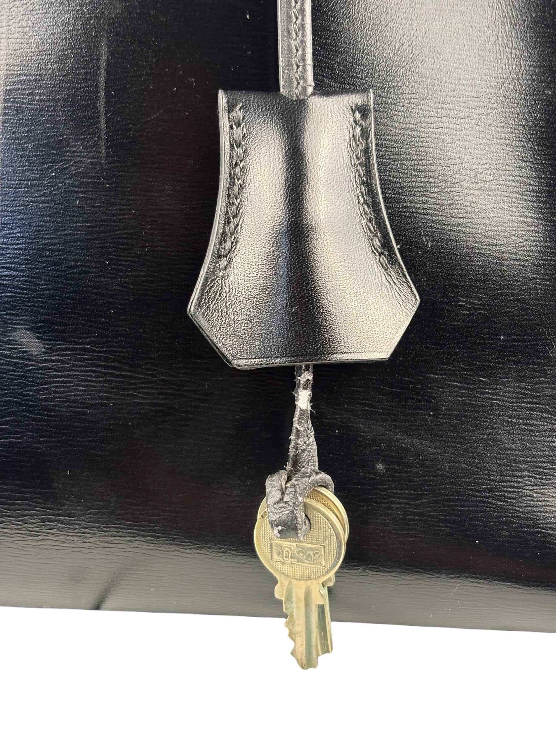 Hermes Black Box Leather Kelly 32 Handbag 1979