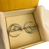 Fendi FF Silver/Teal Logo Hoop Earrings