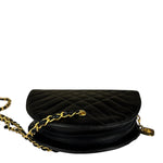 Chanel Vintage Black Quilted Lambskin Half Moon Shoulder Bag 1989