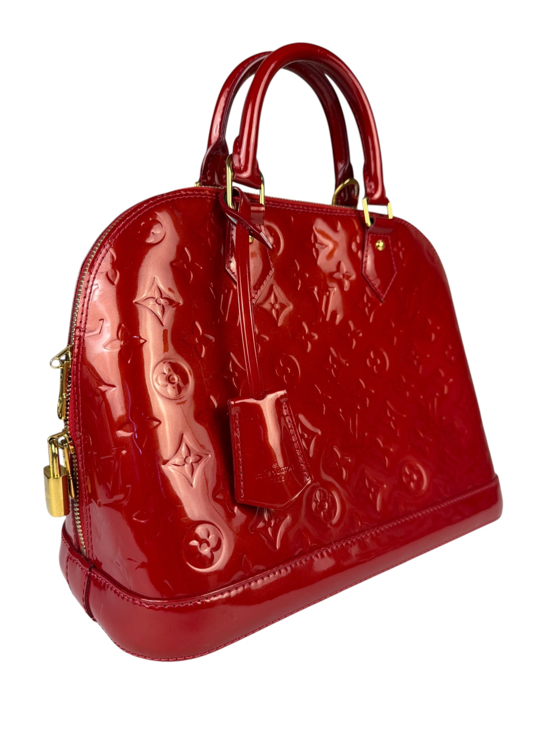 Louis Vuitton Red Vernis Alma MM Handbag