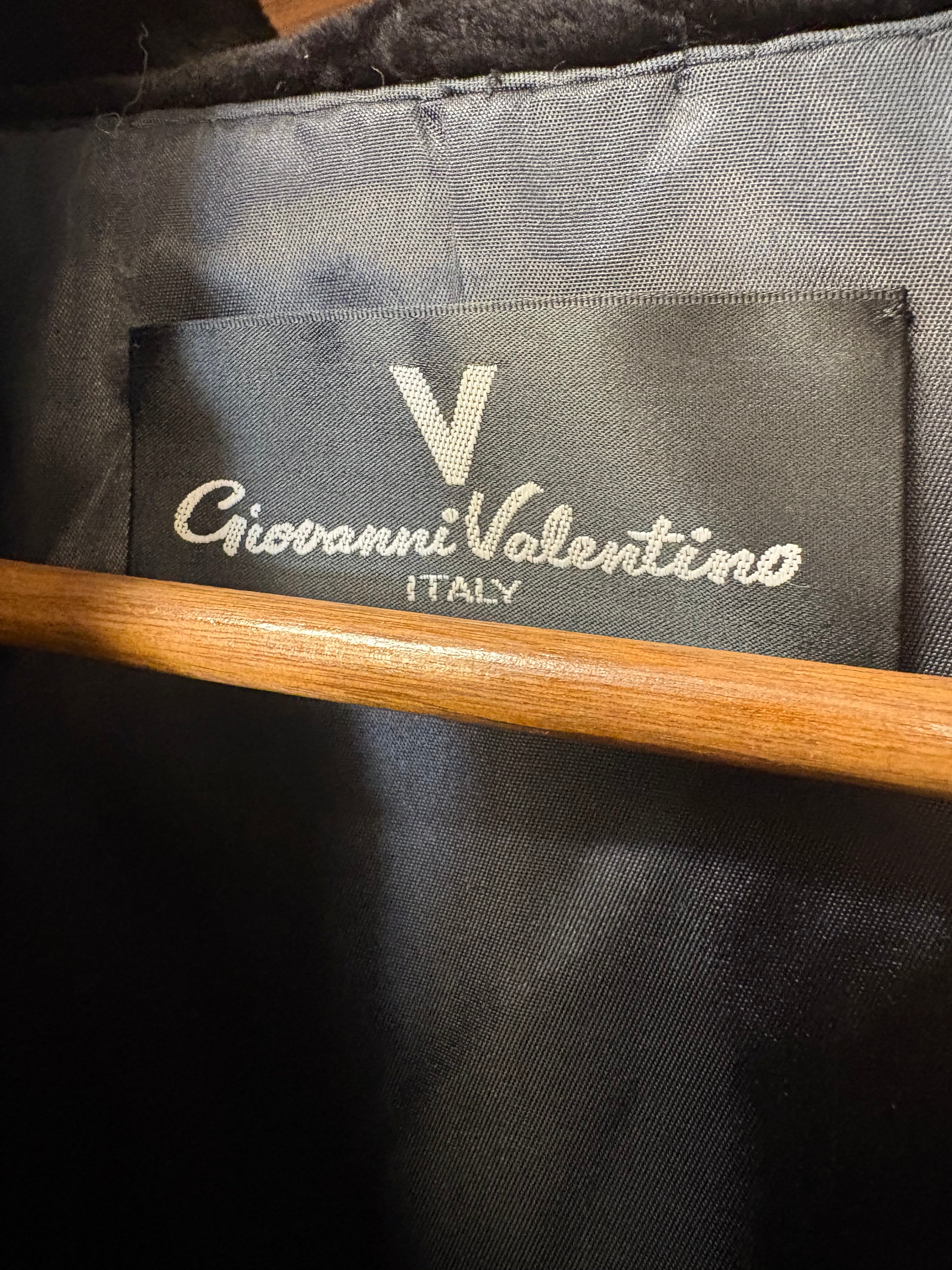 Giovanni Valentino Abstract Print Black Fur Coat