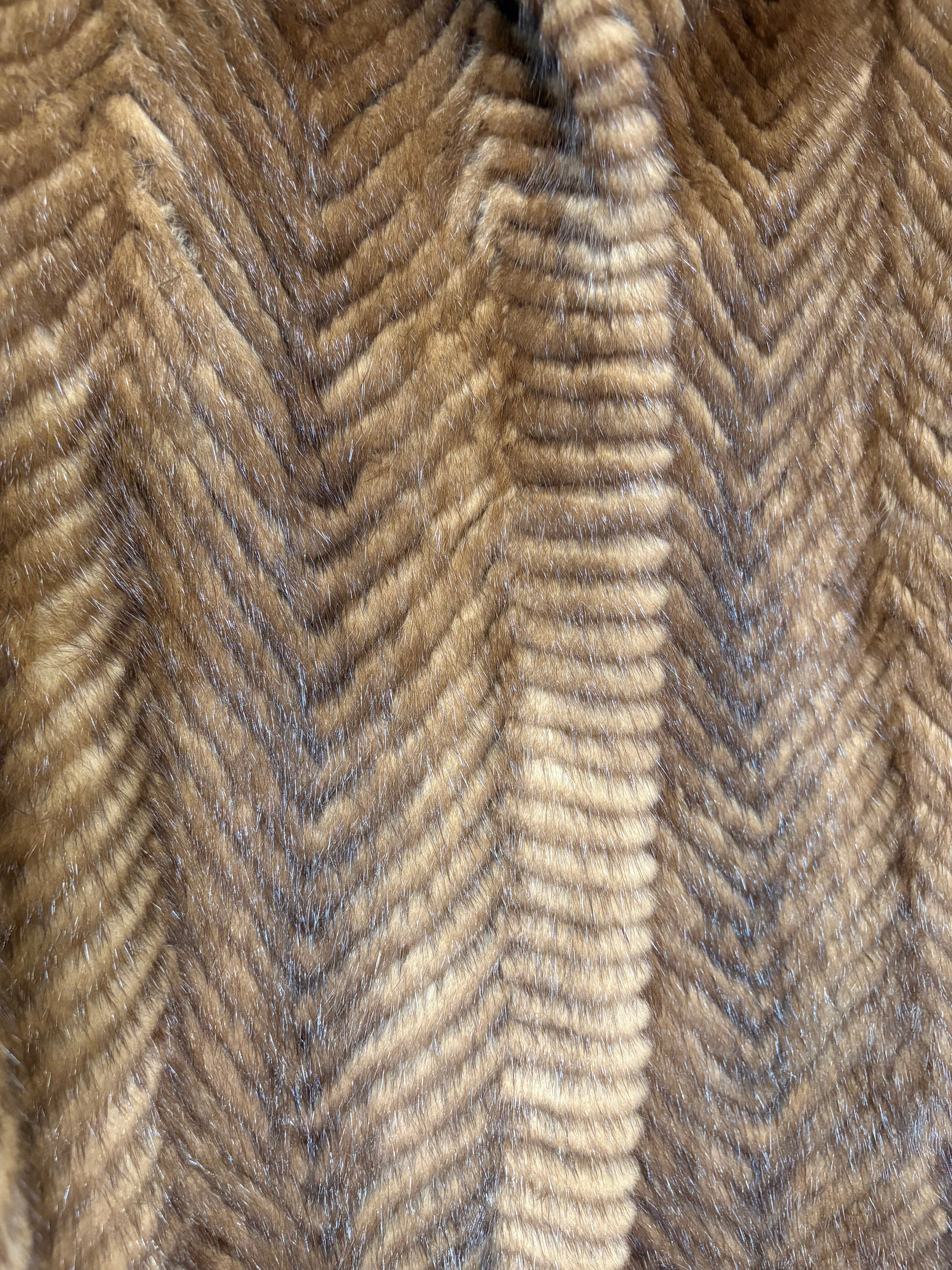 Vintage Brown Chevron Mink Fur Coat