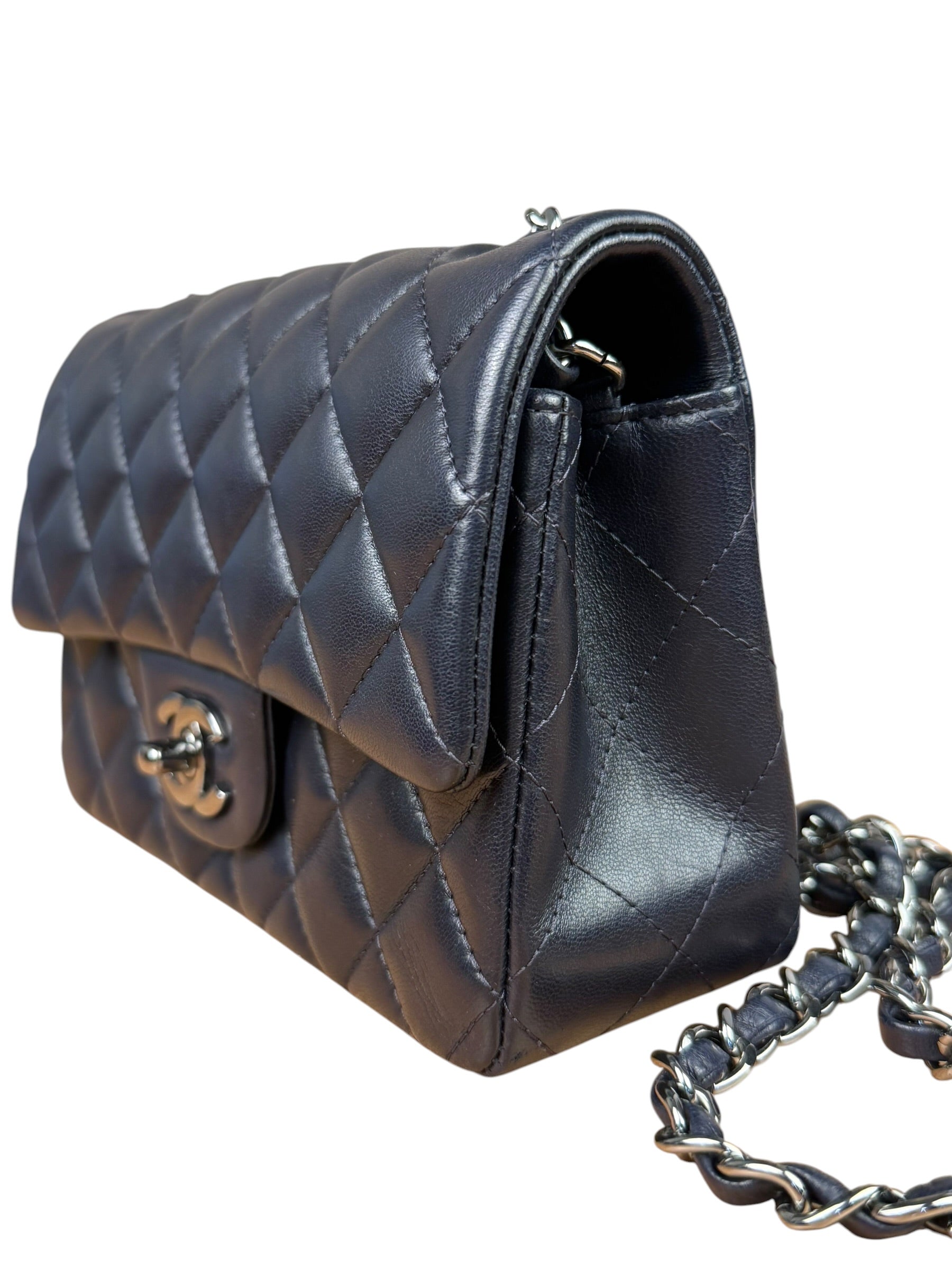 Chanel Iridescent Blue Quilted Leather Mini Flap Bag 2017