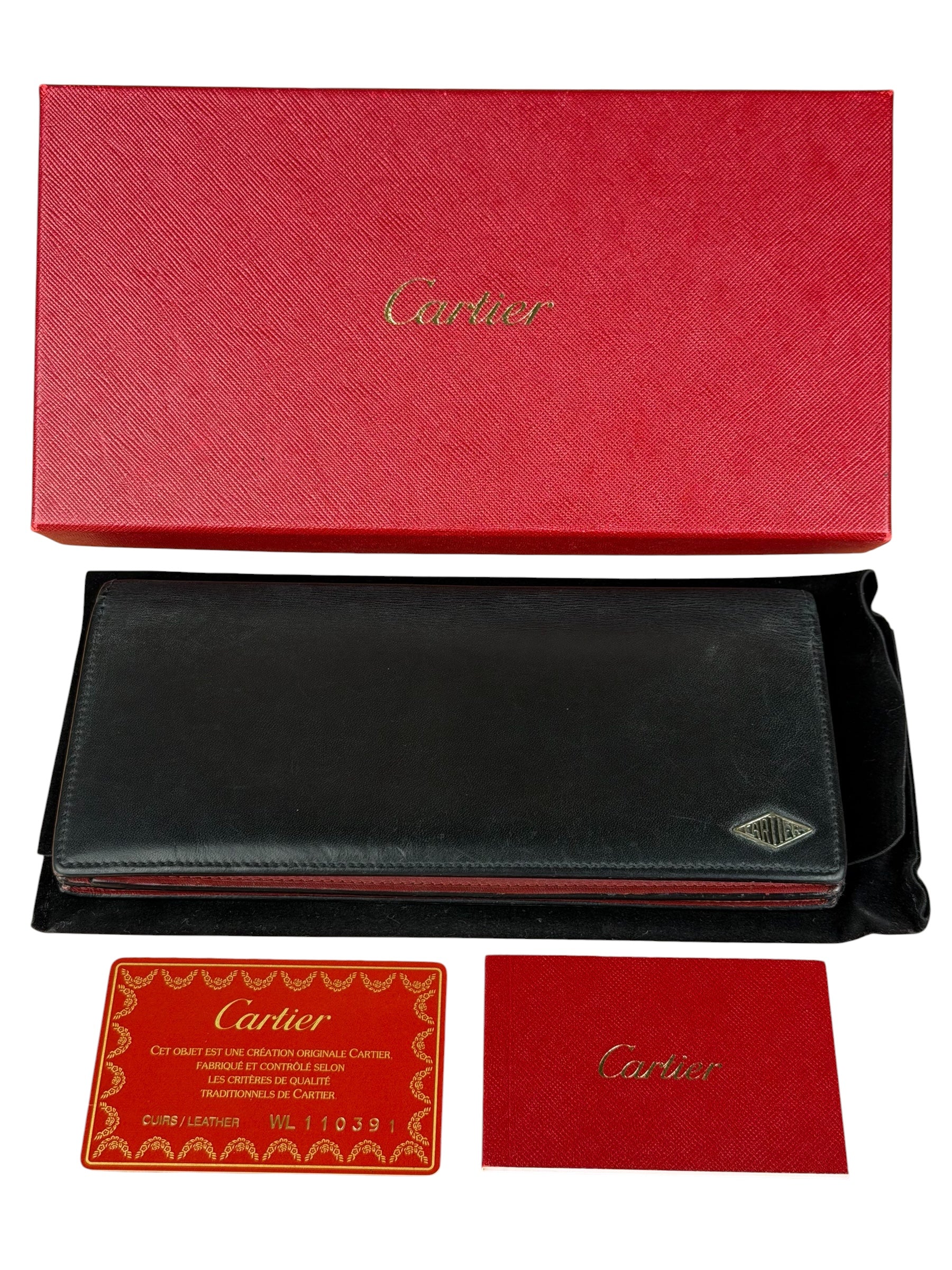 Cartier Black Leather Louis Multipurpose Continental Long Wallet