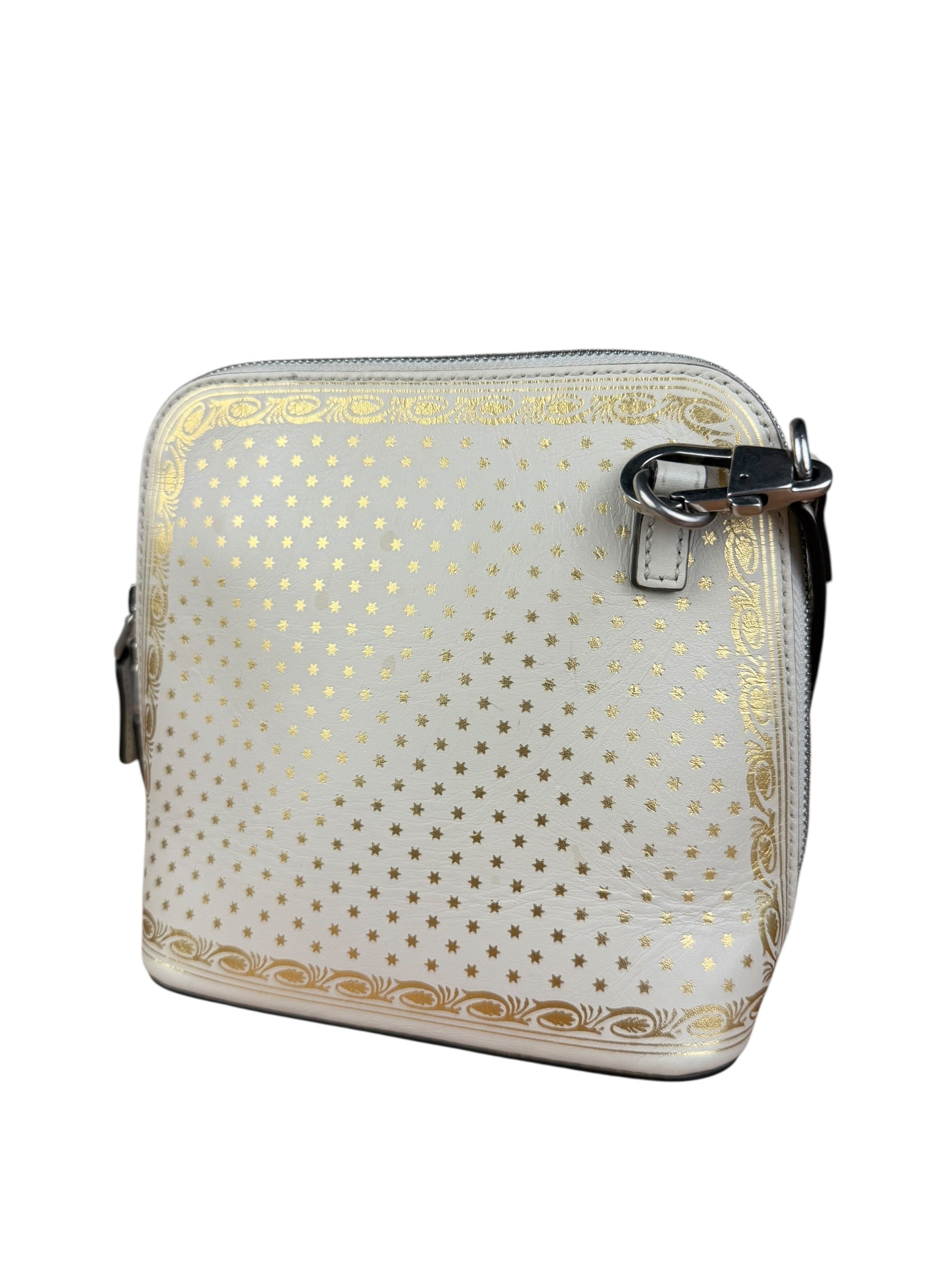 Gucci White Leather Stars Guccy Mini 2Way Bag