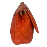 Chanel Orange Quilted Lambskin Flap Bag 2008
