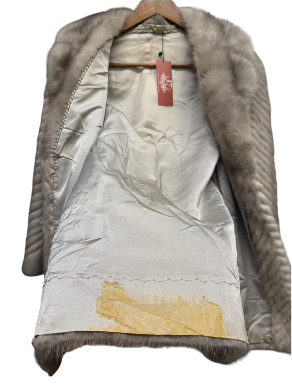 Vintage Grey Chevron Mink Fur Coat