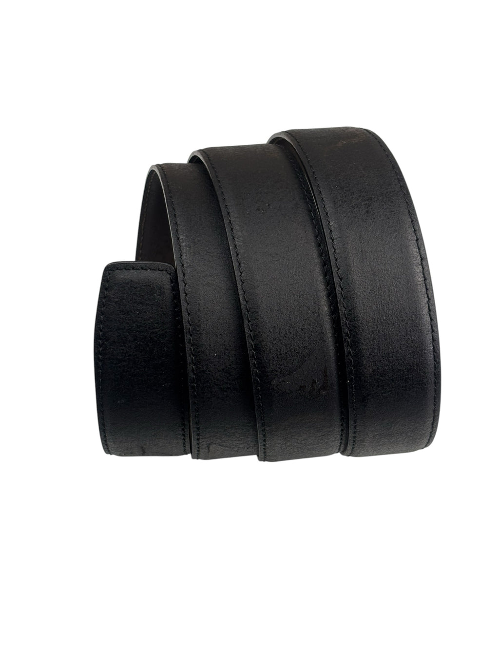 Celine Black Leather Horse & Carriage Buckle Belt