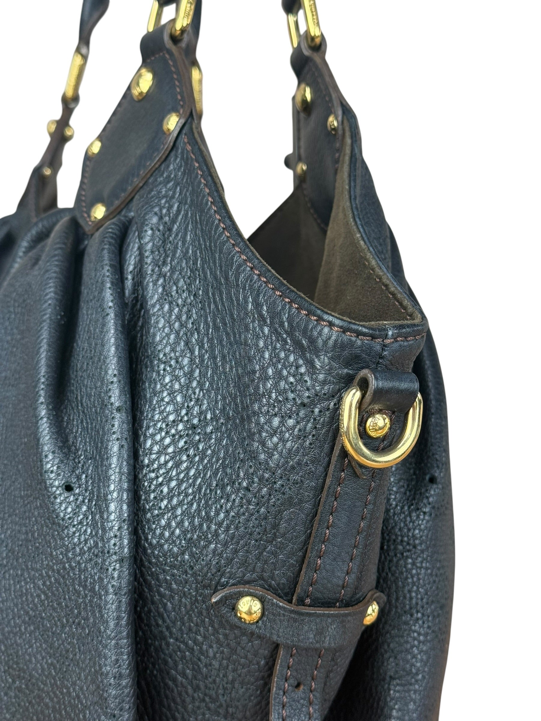 Louis Vuitton Perforated Monogram Mahina Hobo Bag Black