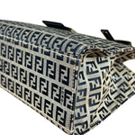 Fendi FF Buckle Navy Zucca Tote Handbag