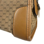 Gucci Brown Leather Trim Micro GG Sherry Line Boston Handbag