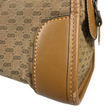 Gucci Brown Leather Trim Micro GG Sherry Line Boston Handbag